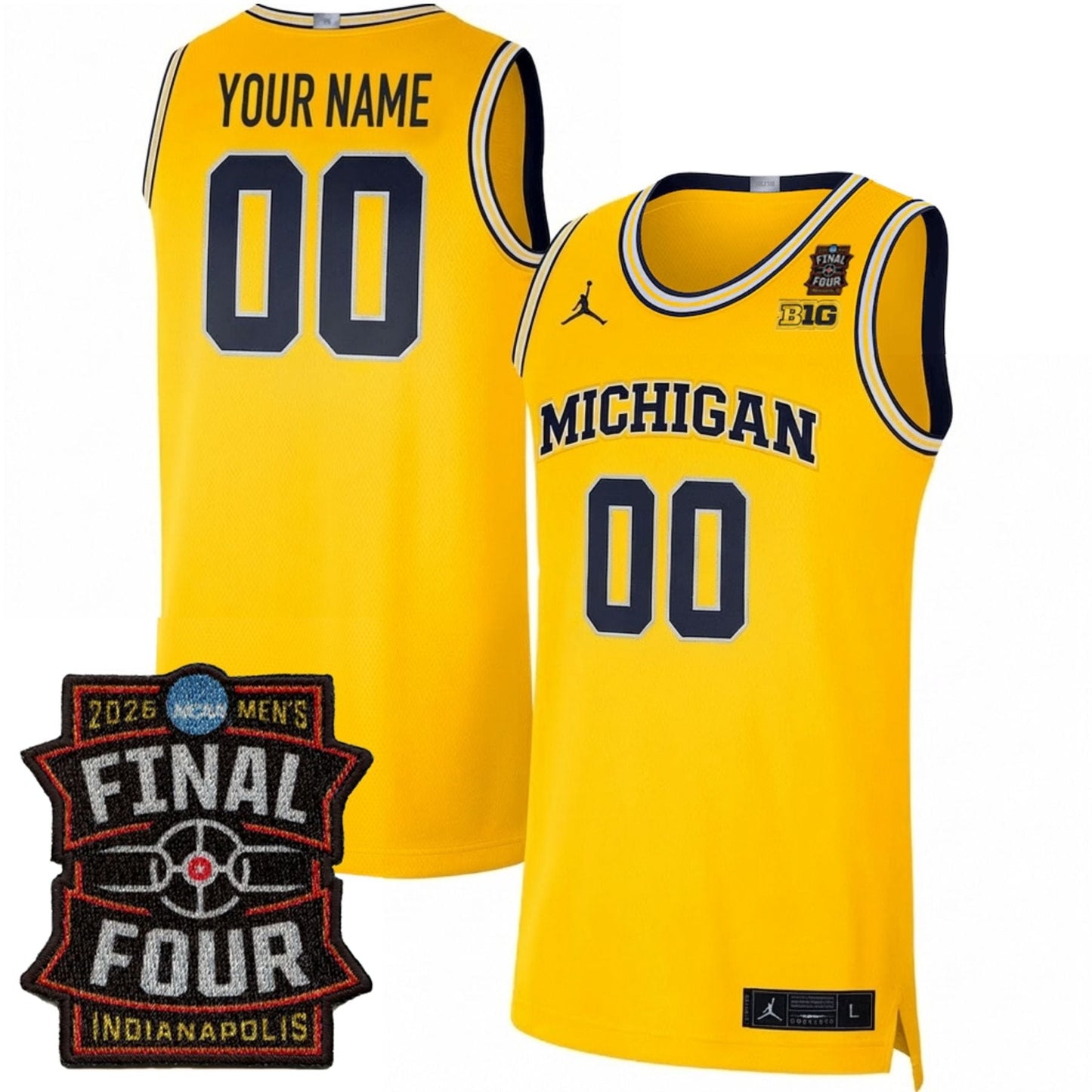 Michigan Wolverines Men's Basketball 25/26 All Stitched Jersey - Final Four Patch