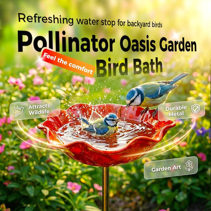 🎁Last Day Promotion 🌸 Handmade Flower Garden Stake Bird Bath🐦