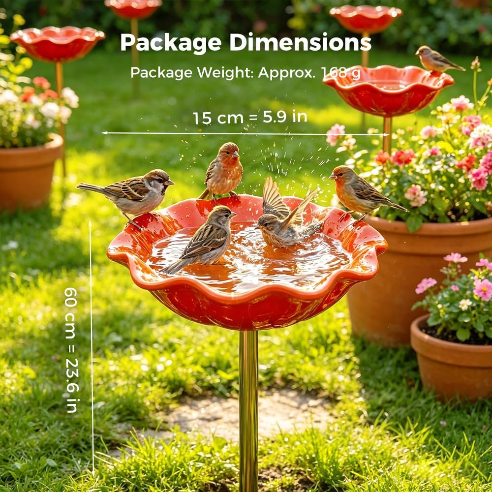 🎁Last Day Promotion 🌸 Handmade Flower Garden Stake Bird Bath🐦