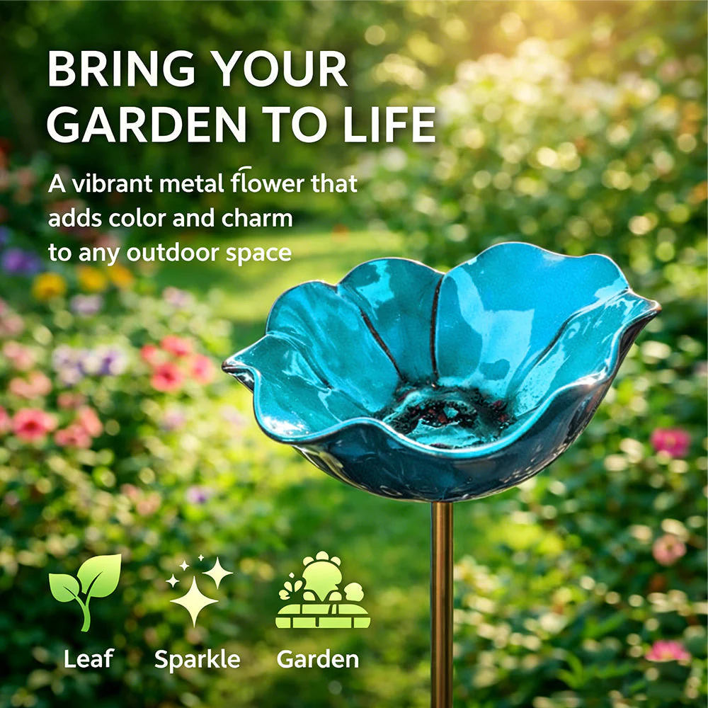 🎁Last Day Promotion 🌸 Handmade Flower Garden Stake Bird Bath🐦