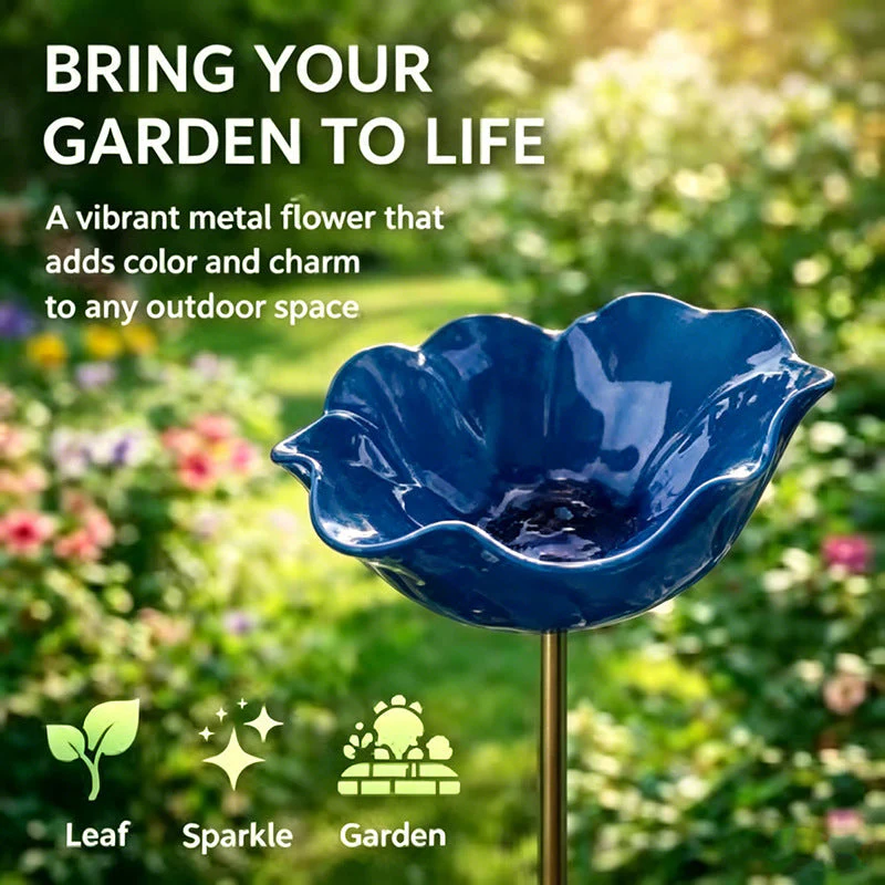 🎁Last Day Promotion 🌸 Handmade Flower Garden Stake Bird Bath🐦