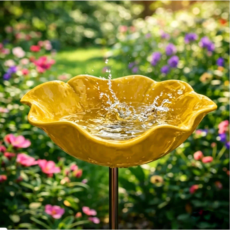 🎁Last Day Promotion 🌸 Handmade Flower Garden Stake Bird Bath🐦