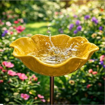 🎁Last Day Promotion 🌸 Handmade Flower Garden Stake Bird Bath🐦