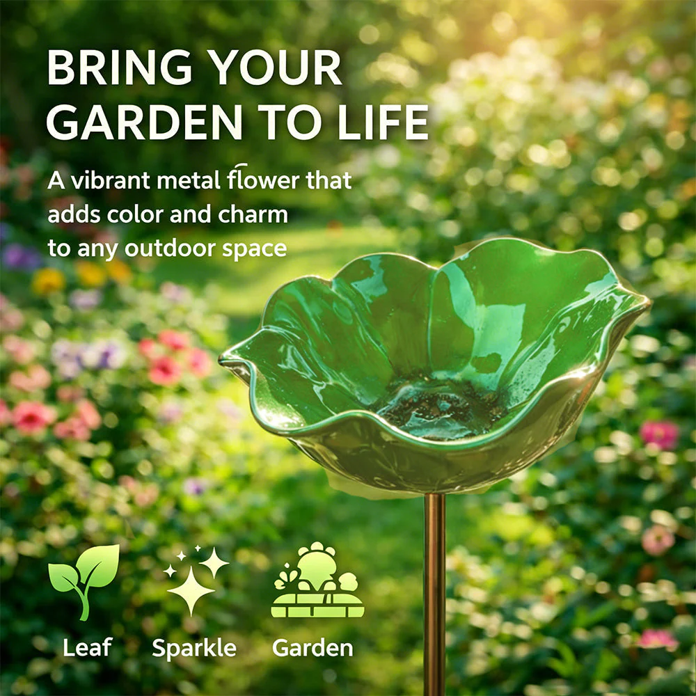 🎁Last Day Promotion 🌸 Handmade Flower Garden Stake Bird Bath🐦