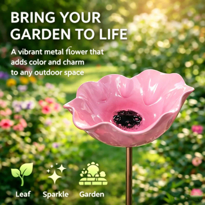 🎁Last Day Promotion 🌸 Handmade Flower Garden Stake Bird Bath🐦