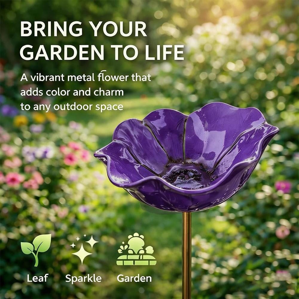 🎁Last Day Promotion 🌸 Handmade Flower Garden Stake Bird Bath🐦