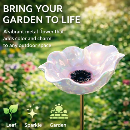 🎁Last Day Promotion 🌸 Handmade Flower Garden Stake Bird Bath🐦