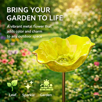🎁Last Day Promotion 🌸 Handmade Flower Garden Stake Bird Bath🐦